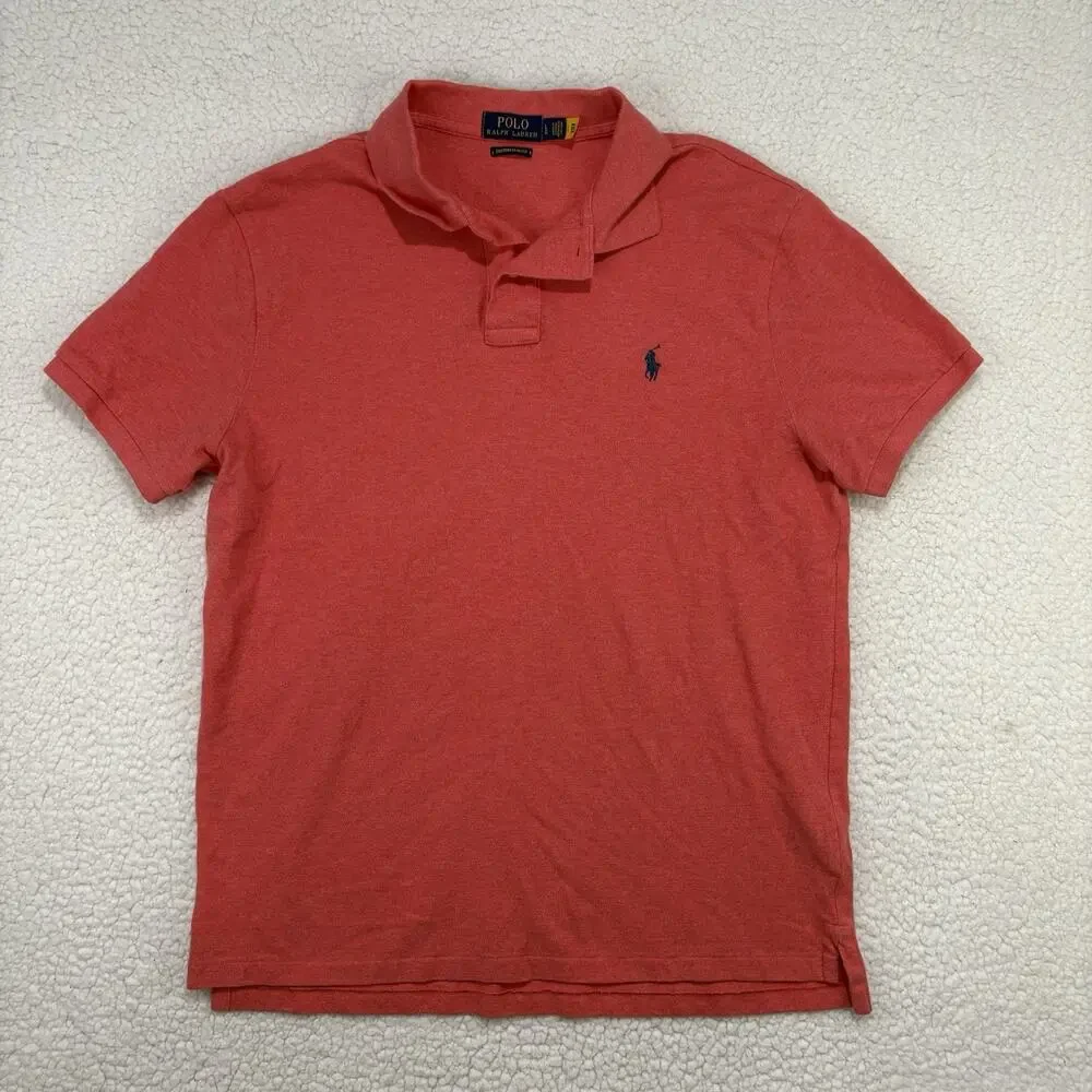 Polo Ralph Lauren Mens Polo Shirt Short‎ Sleeve Large Red Custom Slim Fit Cotton